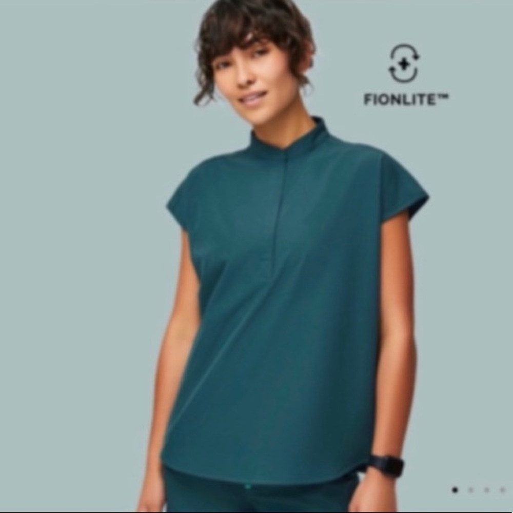 Figs FIONLITE Caribbean Blue Scrubs Top - Rafaela